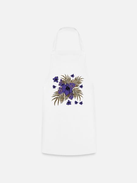 Blumen und Palmblätter im Gold-Design - Kochschürze - Weiß