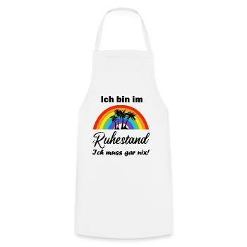 Ruhestand Pension Rentnerin Rentner Rente Geschenk - Kochschürze - Weiß - Vorne - AI Model Male 185 dark (185cm)