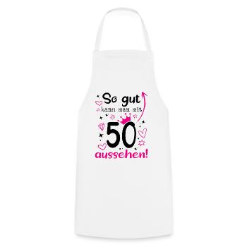 50 geburtstag frau frauen damen 50 jahre geschenk - Kochschürze - Weiß - Vorne - AI Model Male 185 dark (185cm)