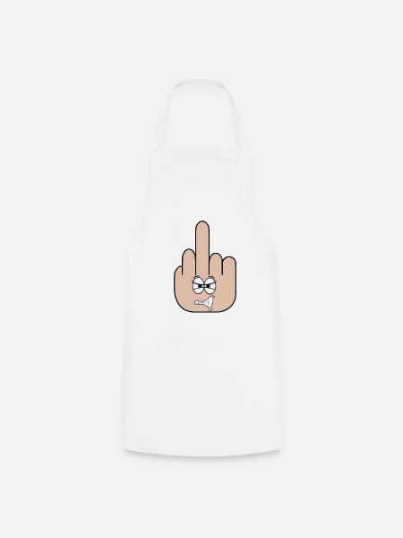 Mittelfinger - Kochschürze - Weiß