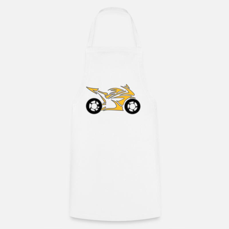 Moto Vélo Chopper Mobylette Roll - Tablier de cuisine - blanc