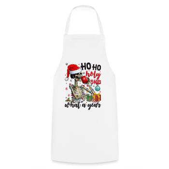 Ho Ho Holy What A Year Skeleton Drinking Coffee - Kochschürze - Weiß - Vorne - AI Model Male 185 dark (185cm)