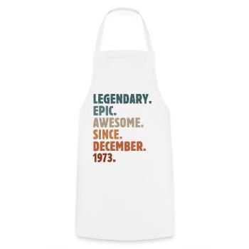 1973 December Vintage Birthday Gift - Cooking Apron - white - Front - AI Model Male 185 dark (185cm)