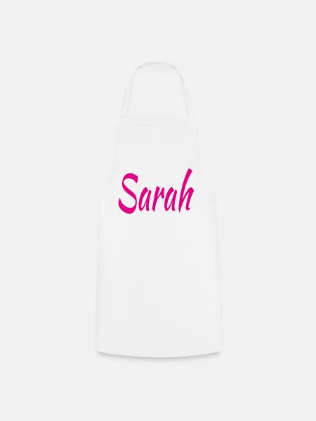 Sarah Schriftzug Pink - Kochschürze - Weiß