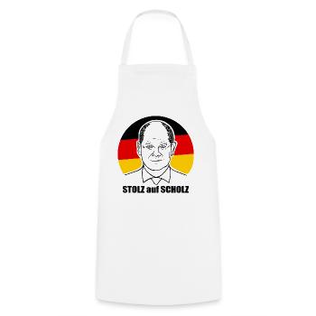 stolz auf Scholz, Bundeskanzler, Deutschland Shirt - Kochschürze - Weiß - Vorne - AI Model Male 185 dark (185cm)