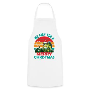 Christmas in July Quote We Fish You - Cooking Apron - white - Front - AI Model Male 185 dark (185cm)