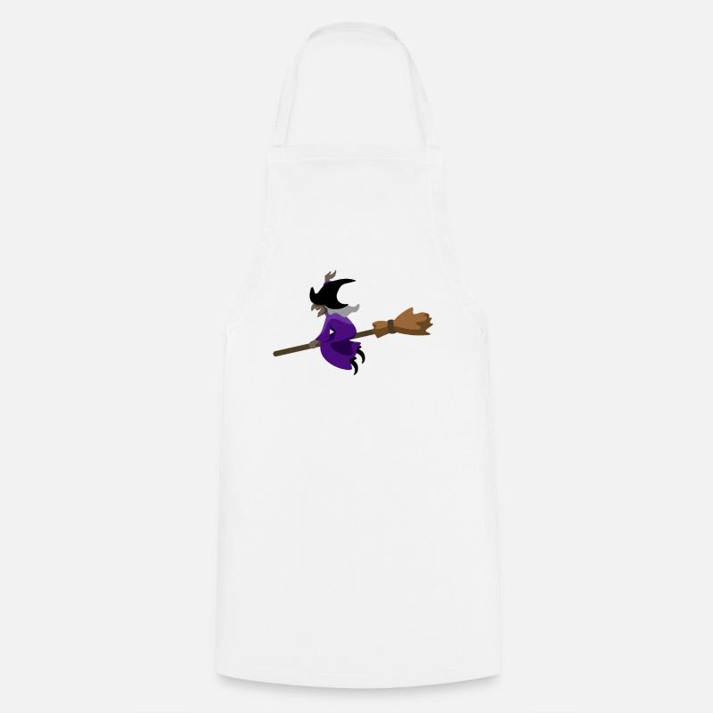 Witch flies on the broom - Cooking Apron - white