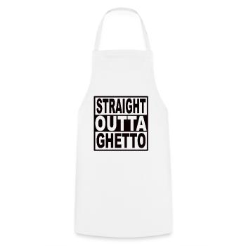 Straigt Outta Ghetto - Cooking Apron - white - Front - AI Model Male 185 dark (185cm)