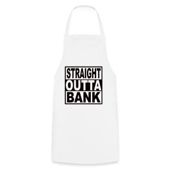 Straigt Outta Bank - Cooking Apron - white - Front - AI Model Male 185 dark (185cm)