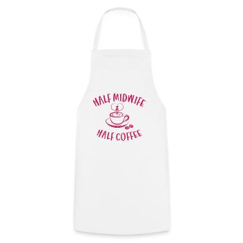 Half Midwife Half Coffee Geburtshelferin Hebamme - Kochschürze - Weiß - Vorne - AI Model Male 185 dark (185cm)