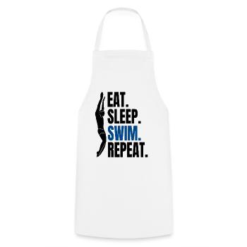 Eat Sleep Swim Repeat - Swimming Swimmers - Cooking Apron - white - Front - AI Model Male 185 dark (185cm)