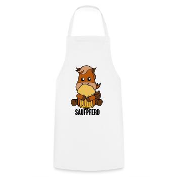 Saufpferd Pferd Pony Biertrinker Saufen Bier - Kochschürze - Weiß - Vorne - AI Model Male 185 dark (185cm)