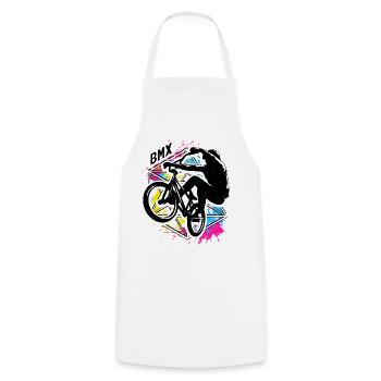 Buntes Bmx | Bmx Fahrrad Farbenfreudig | Bmx Rad - Kochschürze - Weiß - Vorne - AI Model Male 185 dark (185cm)