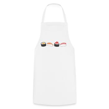 Sushi Maki Nigiri Japon Plat de poisson Cadeau - Tablier de cuisine - blanc - Devant - AI Model Male 185 dark (185cm)