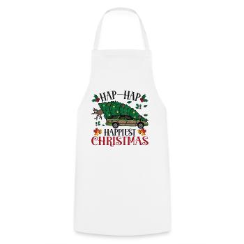Happiest Christmas Tree Carrying Truck - Cooking Apron - white - Front - AI Model Male 185 dark (185cm)