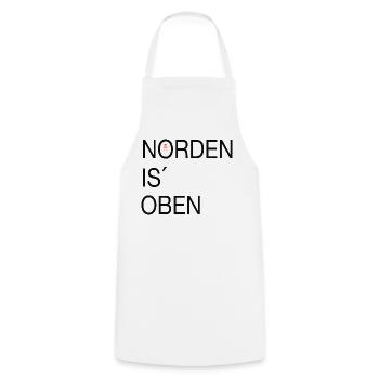 Norden is oben - Kochschürze - Weiß - Vorne - AI Model Male 185 dark (185cm)