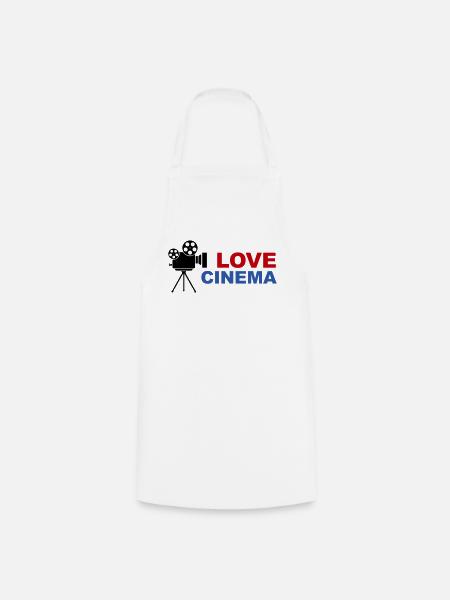 Love Cinema Bold Red Blue Typography - Cooking Apron - white