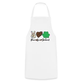 Peace Love Shamrock Leopard Print Patricks Day - Cooking Apron - white - Front - AI Model Male 185 dark (185cm)