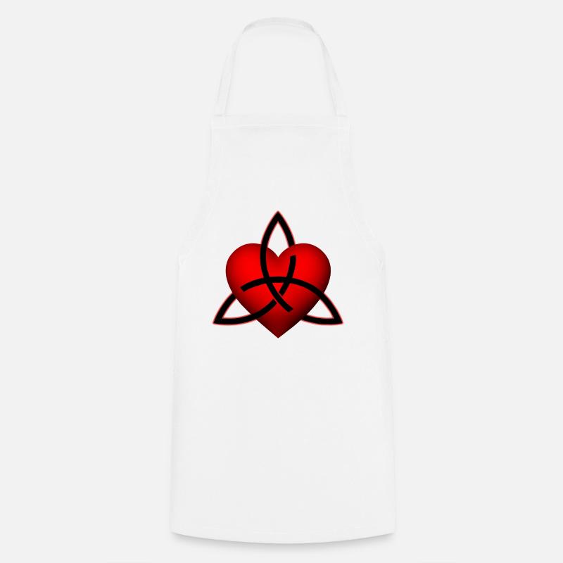 Celtic Heart Pattern - Cooking Apron - white
