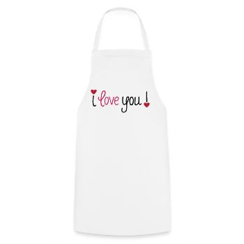 Valentinstag I Love You Hearts - Kochschürze - Weiß - Vorne - AI Model Male 185 dark (185cm)