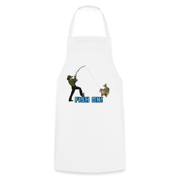 Fish On Fishing Design Angler Catch Moment - Kochschürze - Weiß - Vorne - AI Model Male 185 dark (185cm)