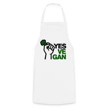 Vegan Vegetarian Vegan Yes, ve gan animal lover - Cooking Apron - white - Front - AI Model Male 185 dark (185cm)