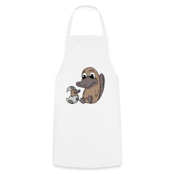 Maman ornithorynque avec bébé ornithorynque - Tablier de cuisine - blanc - Devant - AI Model Male 185 dark (185cm)