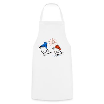 Sparrow, Sun, Spring - Cooking Apron - white - Front - AI Model Male 185 dark (185cm)