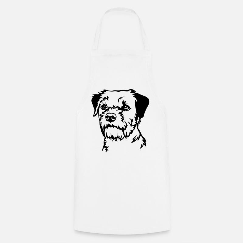 Border Terrier Head - Cooking Apron - white