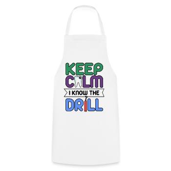 Restez calme Dentiste - Tablier de cuisine - blanc - Devant - AI Model Male 185 dark (185cm)