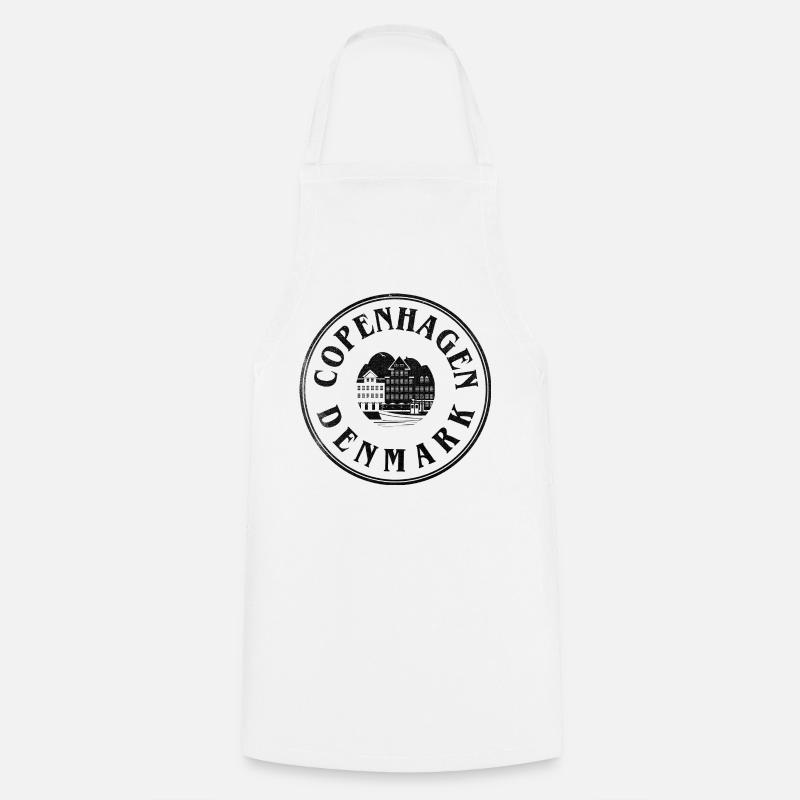 Copenhague, Danemark – Emblème du front de mer - Tablier de cuisine - blanc