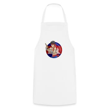 Cambodia Khmer Sport Fighter Bokator I Gift - Cooking Apron - white - Front - AI Model Male 185 dark (185cm)