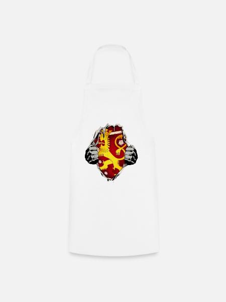 Finnland Löwe unterm Shirt - Kochschürze - Weiß