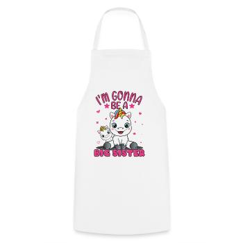 Sœur Licorne Je vais être une grande sœur - Tablier de cuisine - blanc - Devant - AI Model Male 185 dark (185cm)