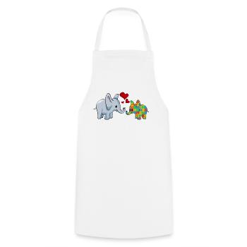 Autisme Éléphant Maman - Tablier de cuisine - blanc - Devant - AI Model Male 185 dark (185cm)