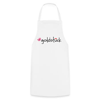 #goldstück - Cooking Apron - white - Front - AI Model Male 185 dark (185cm)