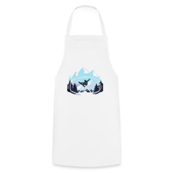 Snow Surfing Ski Snowboard Goggles Snowboarder - Cooking Apron - white - Front - AI Model Male 185 dark (185cm)