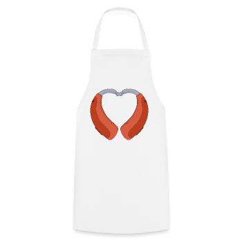 Heart Shaped Hearing Aid - Cooking Apron - white - Front - AI Model Male 185 dark (185cm)