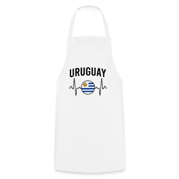 Uruguay Heartbeat - Cooking Apron - white - Front - AI Model Male 185 dark (185cm)