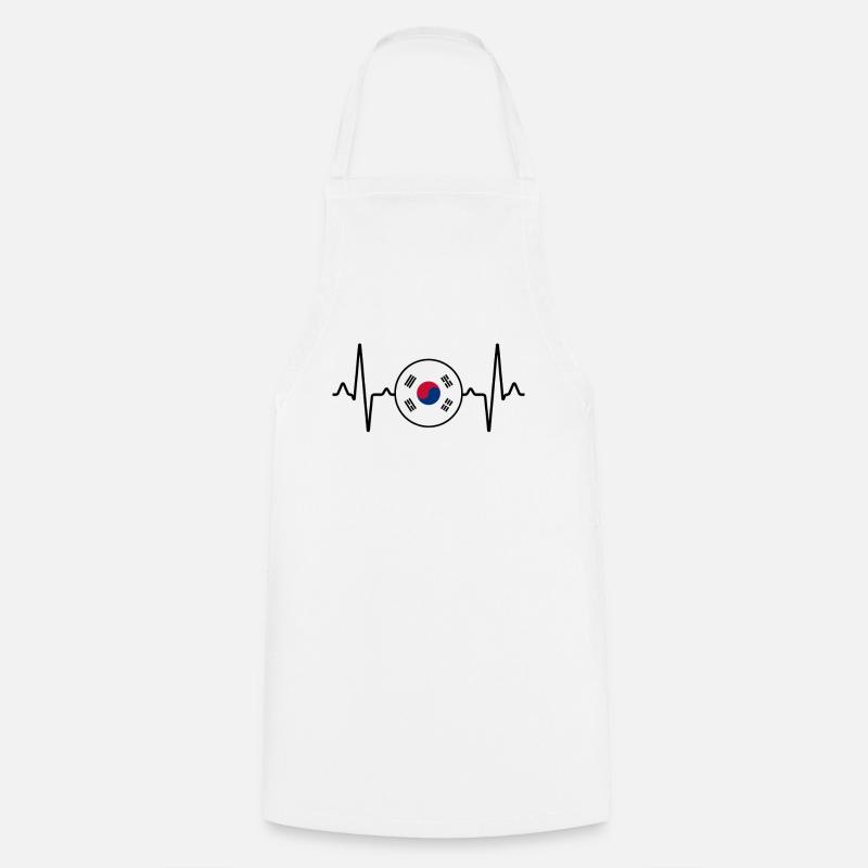 Corée du Sud Heartbeat - Tablier de cuisine - blanc