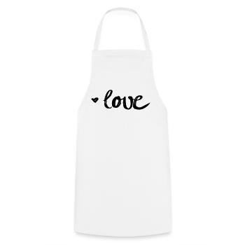 Love - Cooking Apron - white - Front - AI Model Male 185 dark (185cm)