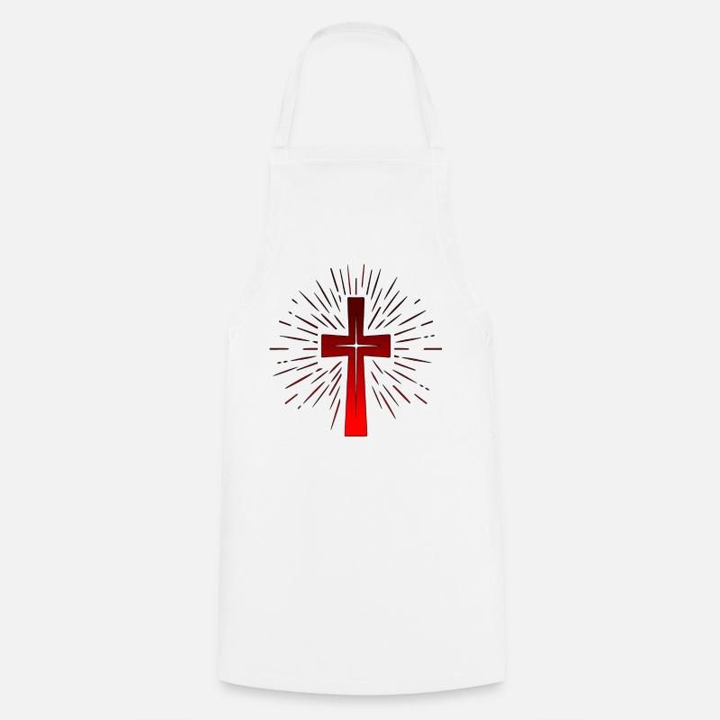 Croix chrétienne - Foi chrétienne - EGLISE - Tablier de cuisine - blanc