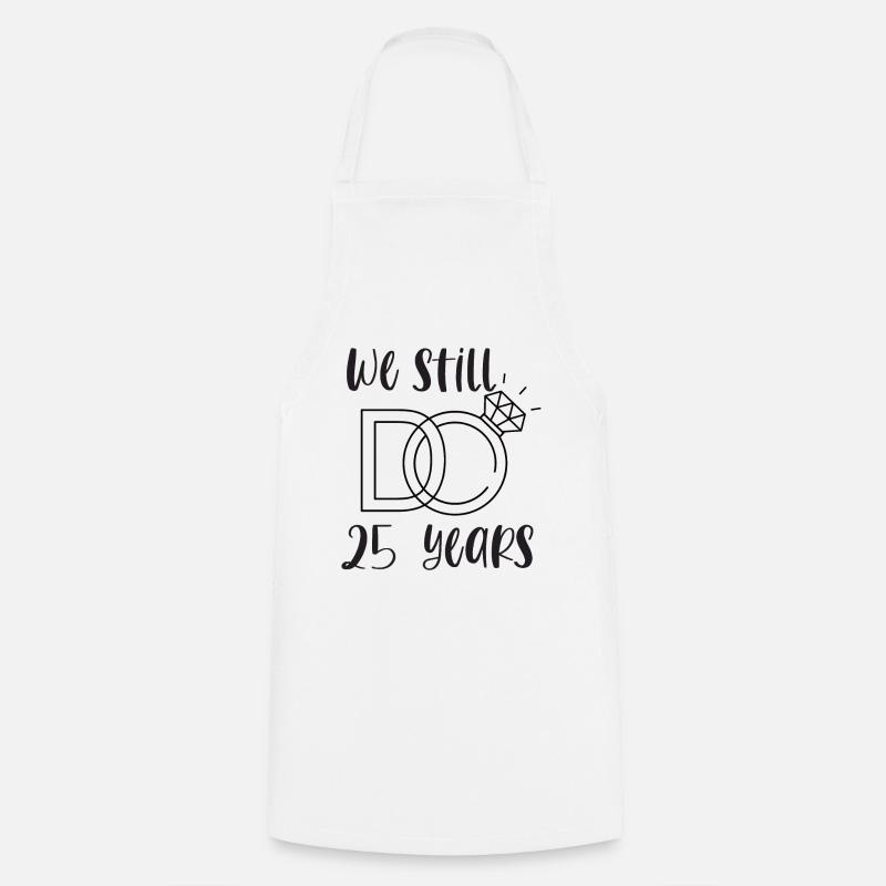 25th Wedding Anniversary Silver Wedding Wedding Gift - Cooking Apron - white