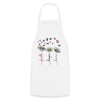 Faith Hope Love Daisy Flowers USA Flag Butterflies - Cooking Apron - white - Front - AI Model Male 185 dark (185cm)
