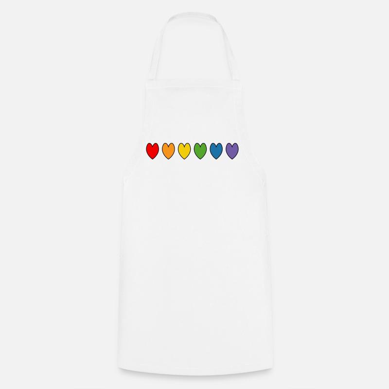 Rainbow Hearts - Cooking Apron - white