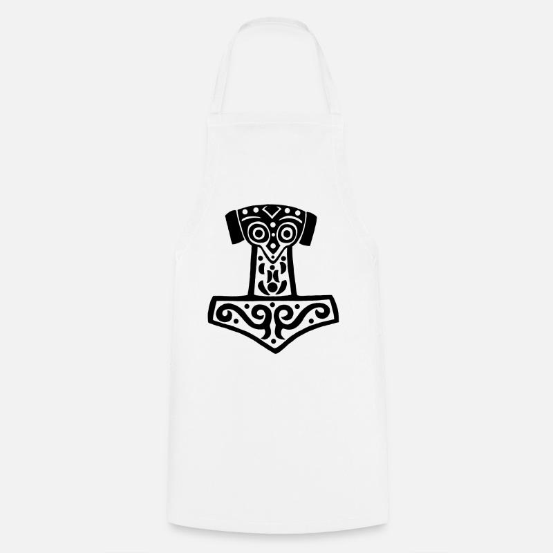 Marteau de Thor noir - Tablier de cuisine - blanc
