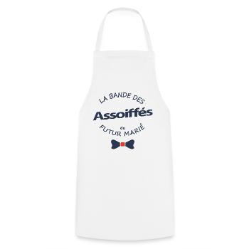 Bande des Assoiffés du Futur Marié - Tablier de cuisine - blanc - Devant - AI Model Male 185 dark (185cm)