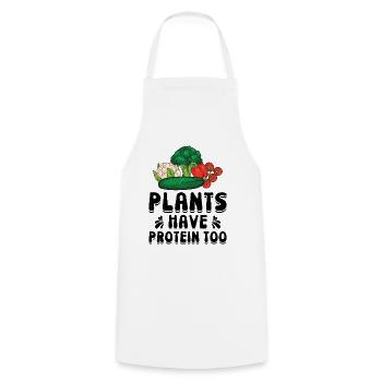 Veganes Pflanzeneiweiß Vegetarisches Gemüse - Kochschürze - Weiß - Vorne - AI Model Male 185 dark (185cm)