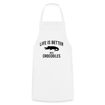Dicton crocodile - Tablier de cuisine - blanc - Devant - AI Model Male 185 dark (185cm)