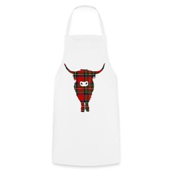 Tartan Highland Coo - Tablier de cuisine - blanc - Devant - AI Model Male 185 dark (185cm)